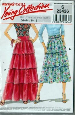 Neue Mode Stil 23436 Tiered Skirt Pattern Misses Plus Size 8 to 18 New  - Image 1 of 2
