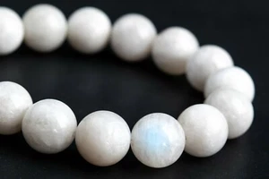 Cuentas sueltas redondas grado A de piedra lunar arco iris natural genuino de 12 mm 8" - Imagen 1 de 3