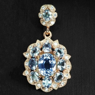 Pristine Cornflower Blue Sapphire 9.20Ct 925 Sterling Silver Rose Gold Pendants - Image 1 of 4