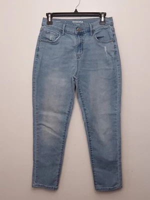 Jeans feminino Sonoma Goods for Life azul claro namorado tamanho 4 desgastado - Imagem 1 de 4