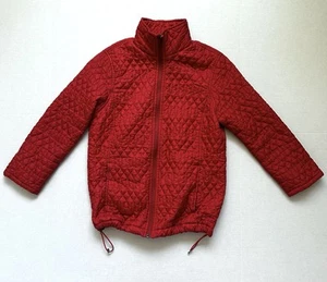 Lands’ End Red Quilted Puffer Coat Women’s Small Red Zip Up Primaloft Jacket - Picture 1 of 14
