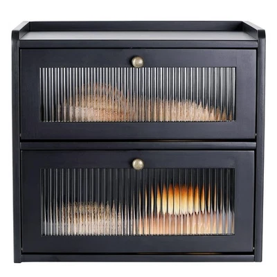 2-слойная деревянная коробка для хлеба Sunhoo, большой настольный контейнер для хранения, винтажный фермерский дом - Изображение 1 из 4