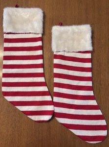 DAN DEE Vintage Tejido Rojo Blanco Rayas NAVIDAD MEDIAS Puños de piel sintética - Imagen 1 de 12