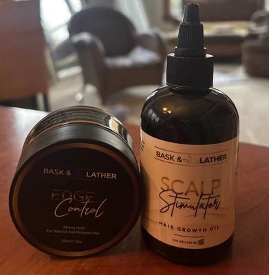 Bask & Lather Edge Control 1oz & Scalp Stimulator Hair Growth Oil 4oz - Image 1 of 3