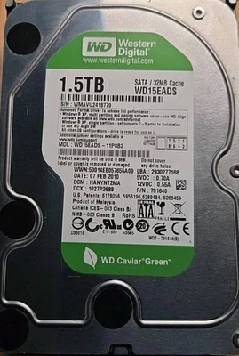 Western Digital WD15EADS  1,5 TB , gebraucht - Bild 1 von 2
