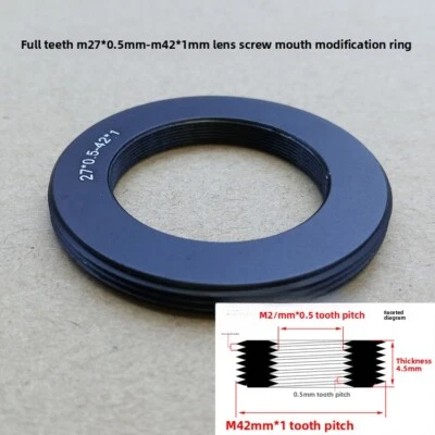 M27 27x0.5mm Female to M42 42x1mm Male M27-M42 Thread All Mount Adapter Ring - Image 1 of 4
