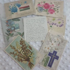 Vintage Postkarten Lot Ein Cent Briefmarke Kreuz Blumen gedruckt Deutschland erhaben Design - Bild 1 von 15