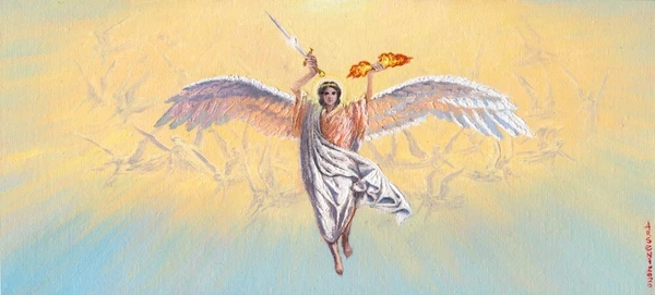 Print on Canvas of Oil Painting Arseni ~ Archangel Uriel 12" X 5,4" NO FRAME UK