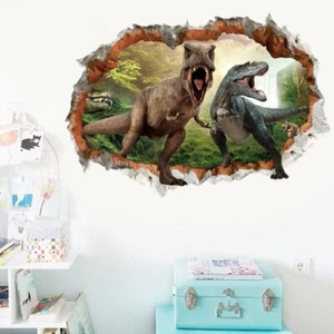 3D Dinosaur Boy Room Wall Sticker Art Vinyl Decals Kids Room Wall Decor UK - Picture 1 of 4