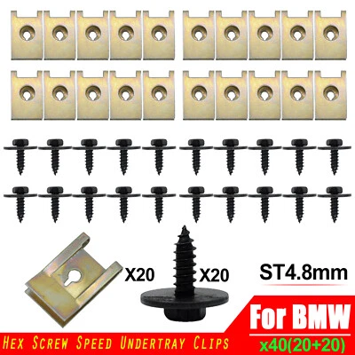 40x For BMW 1 3 5 7 X1 3 5 UNDERTRAY CLIPS SCREW ENGINE UNDER COVER SPLASH GUARD - Image 1 of 4