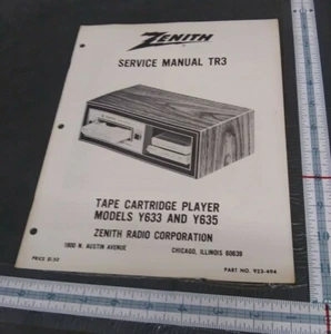 Zenith service manual TR-3 Tape Cartridge Player Models Y633 and Y635 tr3 - Picture 1 of 4
