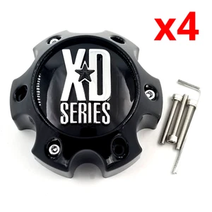 Set of 4 KMC XD Series 796 797 798 808 Gloss Black 6 Lug Center Cap 1079L140GB - Picture 1 of 7