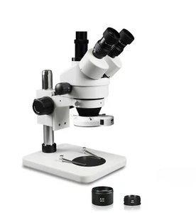 Microscopio estéreo trinocular zoom focal simulador Parco 7X—45X con anillo de luz LED 144  - Imagen 1 de 5