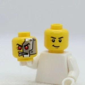 HEAD - DUAL Red Eyes, Silver Head Plates Cyrus Borg 70722 LEGO® Minifigure Part - Picture 1 of 1