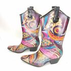 Puddles Nomad Madeline Abstract Print Western Cowgirl Rain Boots Womens Size 7