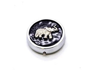 Jeweled Pill Trinket Box with Elephant Design. Hand Set Swarovski Crystal - Picture 1 of 3