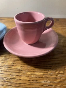 Homer Laughlin Fiesta Pink Ceramic Espresso Cup And Saucer Set - Picture 1 of 3
