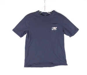 Vineyard Vines Shirt Boys M 12-14 Blue Short Sleeve Pocket My Cat Tee Youth - Picture 1 of 6