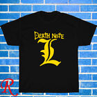 New Anime Death Note L Gold Logo Black/Grey Size S-3Xl Unisex T-Shirt