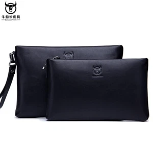 BULLCAPTAIN Men's Soft Leather Handbag Business Travel Hand Bag - Picture 1 of 16