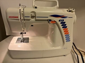 New Home Janome Compact Sewing Machine in White Model HF107 Working W/ Extras! - Picture 1 of 12
