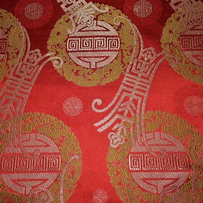 Faux Silk Brocade (Lucky Twin Fish) Jacquard Damask Kimono Fabric Material BL11 - Image 1 of 4