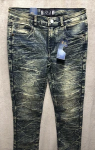 RND Boys Denim Moto Jeans Size 16 Stonewash NWT - Picture 1 of 16