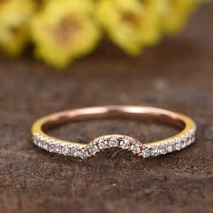 2.75 Ct Simulated Diamond Curved Half Eternity Engagement Band Rose Gold Plated - Picture 1 of 4