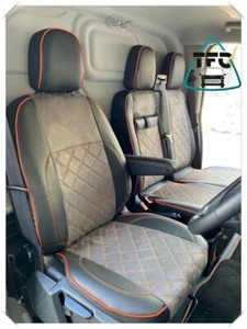 SEAT COVERS FOR FORD TRANSIT CUSTOM 2+1 ECO LEATHER ALCANTARA & PIPING - Picture 1 of 14