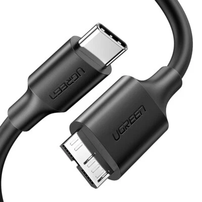 Ugreen USB C to Micro B Hard Drive Cable USB 3.0 5Gbps 3A HDD SSD. 0.25m 0.5m 1m - Image 1 of 4