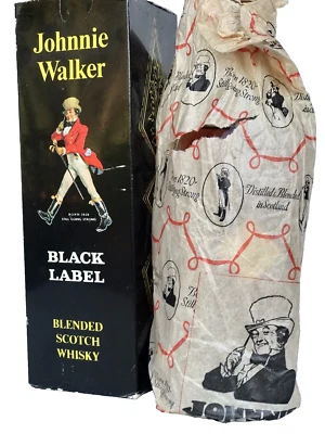 Johnnie Walker Black 1950's Vintage " Full/Sealed -1 Pint 6 Fl Oz Cork Seal /Box - image 1 of 4
