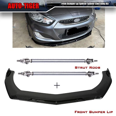 Kit de alerón divisor de parachoques delantero negro brillante para Hyundai Accent Foto 1 de 4