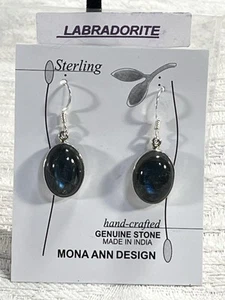 Mona Ann Design Sterling Hand-crafted Labradorite Dangle Hook Earrings -- 2795 - Picture 1 of 5