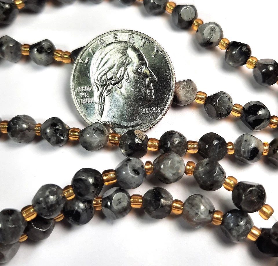 6mm Larvikite Magic Square Gemstone Beads 8-Inch Strand - Image 1 of 1