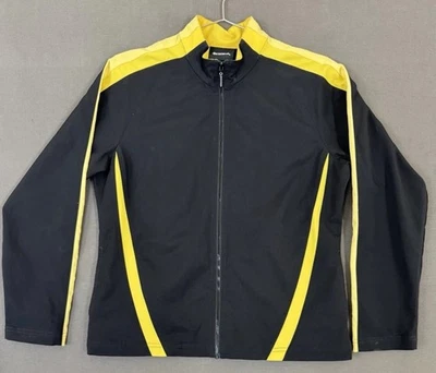 Chaqueta deportiva Bolle negra con ribete amarillo cremallera frontal calentamiento - talla mediana Foto 1 de 4