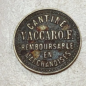 ALGERIA 🇩🇿 SOUK-AHRAS CANTINE VACCARO .F. / FIFTY (50) CENTIMES TOKEN (RARE) - Picture 1 of 2
