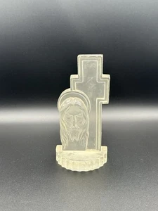 Vintage Clear Lucite Crucifix Cross With The Face Of Jesus Christian Decor - Picture 1 of 9