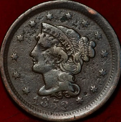 1852 Philadelphia Mint Copper Braided Hair Large Cent - Image 1 of 2