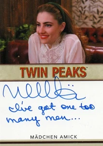 Twin Peaks Log Lady: Madchen Amick 'One too many men' Inscription Autograph Card - Foto 1 di 1