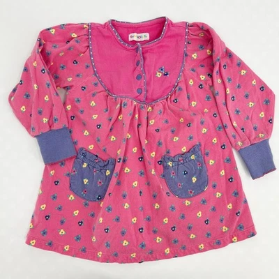 Gymboree Girls Vintage 90s Retro Parisian Petals Pink Floral Long Sleeve Dress - image 1 of 4