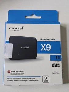 Crucial X9 1TB Portable SSD TESTED! Read 1050mb/S Memory Disk Drive - Photo 1/2