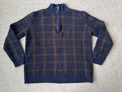 Suéter Lauren Ralph Lauren Cuarto Cremallera Tejido a Cuadros Medio Azul Tartán Foto 1 de 4