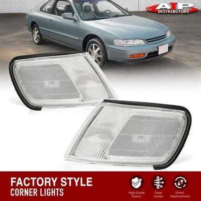 Chrome Clear OE Style Driving Corner Light Lamp LH+RH For 1994-1997 Honda Accord Foto 1 de 4