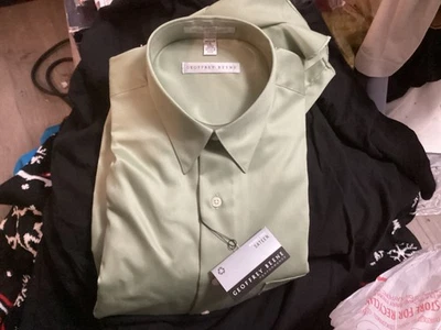 Camisa de Vestir Geoffrey Beene Satén Verde Para Hombre Talla 15-32/33 Sin Arrugas Foto 1 de 3