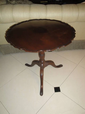 Vintage 19c Queen Anne Mahogany Pie Crust Tilt Top Tea Wood Table Antique Cover