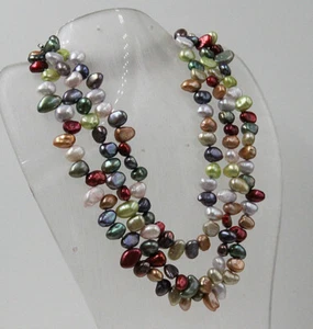 AAA handmade natural 7x9 mm Colorful pearl long necklace baroque beads 45 inch - Picture 1 of 2