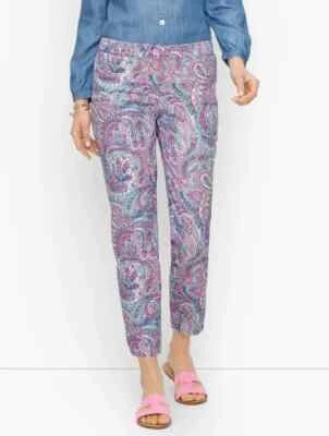 Pantalón corto TALBOTS NUEVO CON ETIQUETAS $99 perfecto estampado pastel cachemir algodón elástico talla 14 P Foto 1 de 4