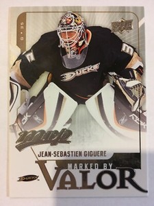 2008-09 UD MVP Marked by Valor - JEAN-SEBASTIEN GIGUERE #MV5 Anaheim Ducks