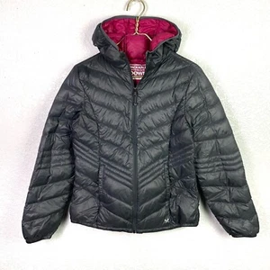 Xersion Packable Down Hooded Puffer Jacket Women's Size S Grey Pink - Picture 1 of 5
