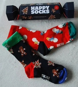 Happy Socks Kids 2 Pack Gingerbread Cracker Box Gift SET Christmas 7-9 YRS - Picture 1 of 6